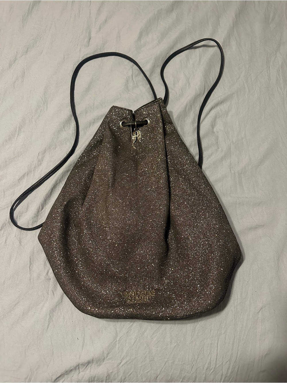 Victoria's Secret Sparkle Drawstring Backpack in Silver